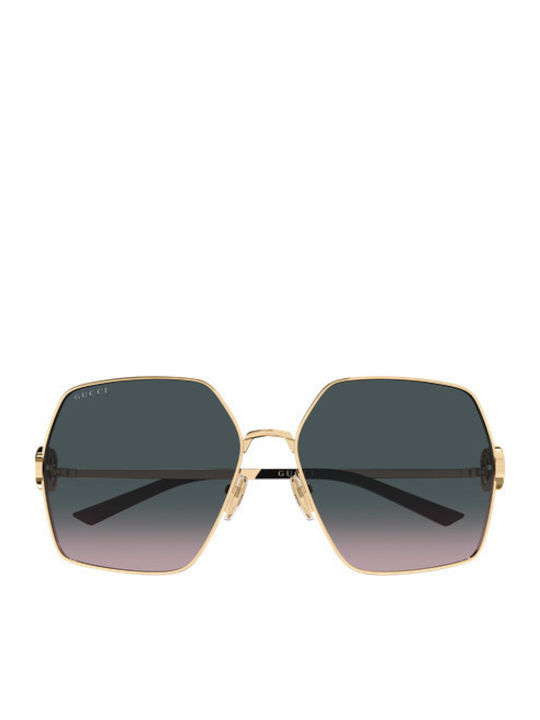 Gucci Unisex Sunglasses with Gold Metallic Frame and Gray Gradient Lenses GG2163S 002