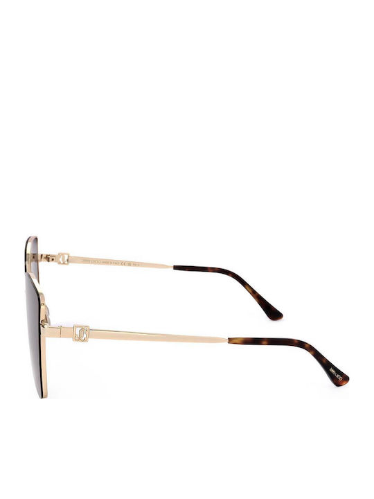Jimmy Choo Women's Sunglasses with Brown Tartaruga Metal Frame and Brown Gradient Lens