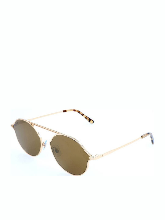 Web Unisex Sunglasses with Gold Metal Frame and Brown Lens WE0198 32G