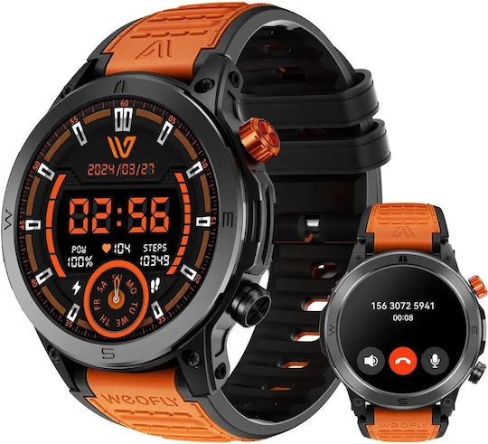 Weofly Conquer 47mm Smartwatch με Παλμογράφο (Πορτοκαλί)
