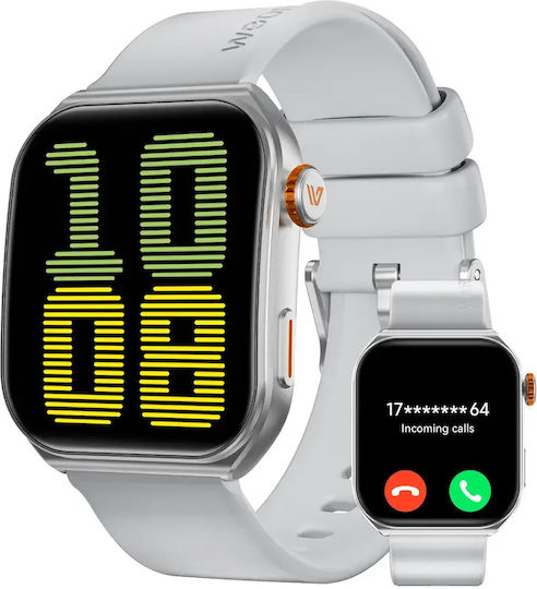 Weofly Edge 2 Aluminium 45mm Smartwatch με Παλμογράφο (Ασημί)
