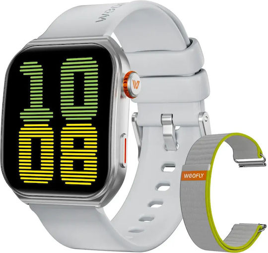 Weofly Edge 2 Aluminium 45mm Smartwatch με Παλμογράφο (Ασημί)