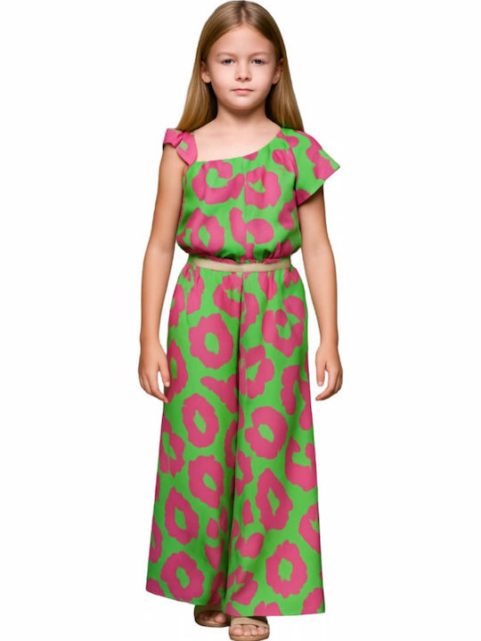 Serafino Bluza Pentru Copii Cu Mâneci Scurte Verde/Fucsia Serafino Bluza Pentru Copii Cu Mâneci Scurte Verde/Fucsia