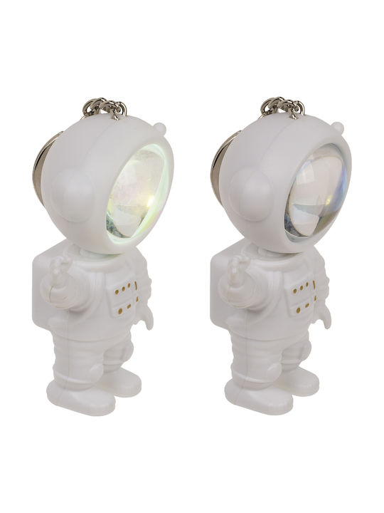 Breloc Astronaut Lumină cu Baterie Alb Plastic Metal