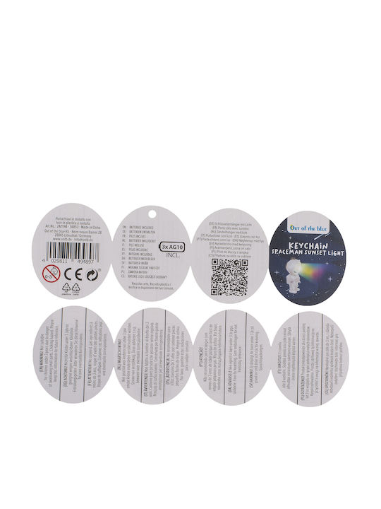 Breloc Astronaut Lumină cu Baterie Alb Plastic Metal