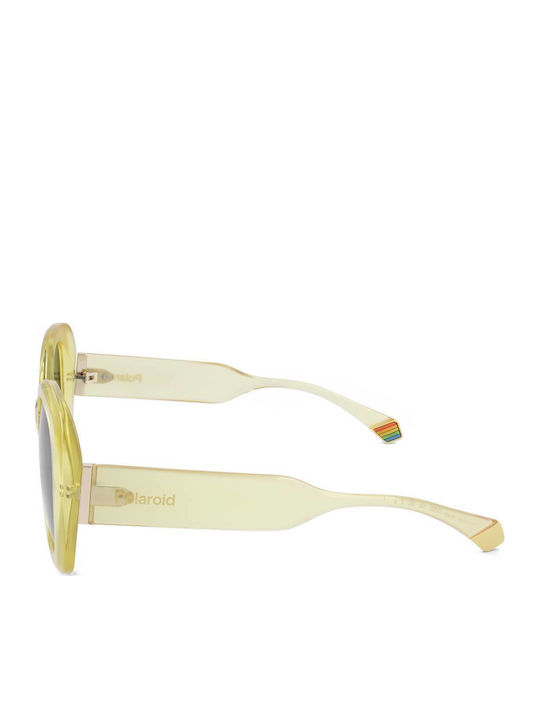 Polaroid Women's Sunglasses with Yellow Plastic Frame and Gray Polarized Lens PLD6190/S 40G/M9