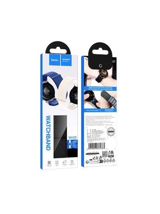 Watchband Hoco Wh20 Belle Series Nylon Samsung Huawei Xiaomi Vivo Oppo Etc 22mm Universal Black