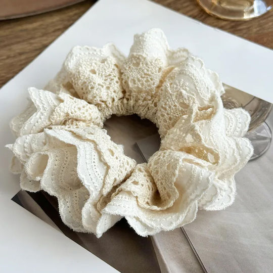 Classic Cabbage Hair In Delicate Embroidered Lace Cream