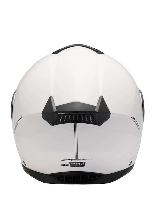 Zen ZN-918 Weißer Motorradhelm Aufklappbar ECE 22.06 Gewicht (+/-50 gr)