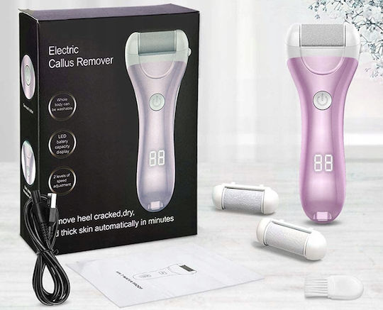 Lima Electrică Pentru Călcâie Picioare Zola Îndepărtează Pielea Excesivă 3 Role Formă Ergonomică 2 Trepte Viteză Cablu Usb 16x6x3,5 Cm Roz