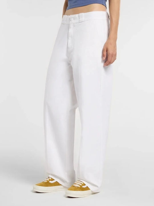 Women's Fabric Trousers in Loose Fit White