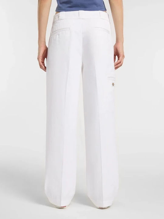 Women's Fabric Trousers in Loose Fit White