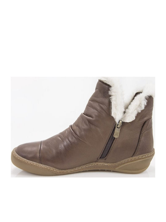 Leder Damen Stiefeletten Braun