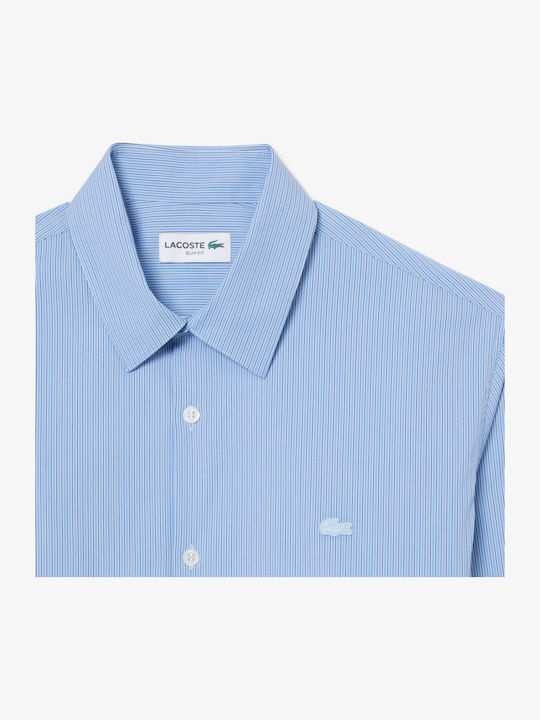Μακρυμάνικo Πουκάμισο σε Στενή Γραμμή Ριγέ Lightblue
