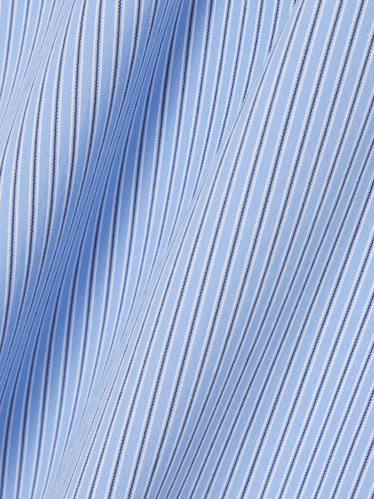 Μακρυμάνικo Πουκάμισο σε Στενή Γραμμή Ριγέ Lightblue