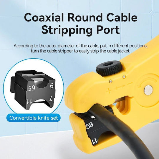 Vention Network Tool Coaxial Cable Stripper Keby0 Yellow