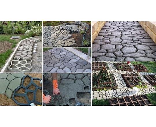 Matriță Pentru Pardoseli Din Beton Zola Model Neregulat Reutilizabil Din Plastic 45 X 45 X 4.5 Cm Negru