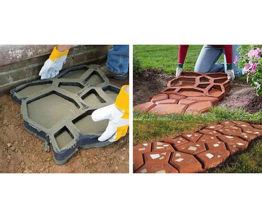 Matriță Pentru Pardoseli Din Beton Zola Model Neregulat Reutilizabil Din Plastic 45 X 45 X 4.5 Cm Negru