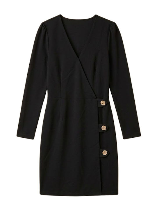 Rochie-Cămașă Mini Wrap-Around Little Negru
