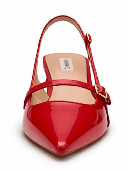 Heels from Patent Leather with Strap & Medium Heel Red