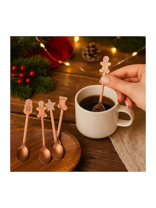 Set Of Christmas Spoons Metal Finish 4 Pieces Pgsi0150