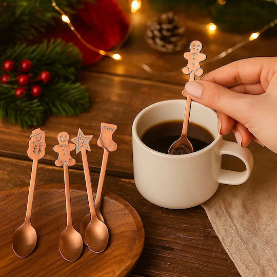 Set Of Christmas Spoons Metal Finish 4 Pieces Pgsi0150
