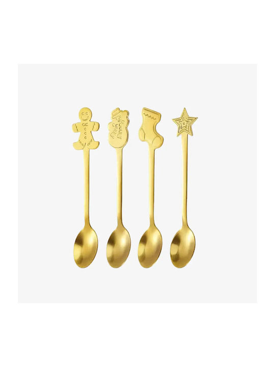 Set Of Christmas Spoons Metal Finish 4 Pieces Pgsi0182