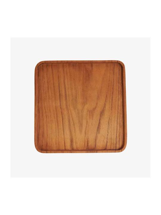 Τετράγωνο Πιάτο Teak Square Φυσικό Ξύλο Pgsi0094 Xs