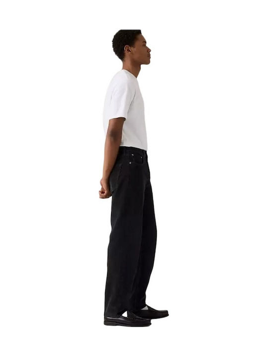 568 Ανδρικό Παντελόνι Τζιν με Loose Straight Εφαρμογή Black