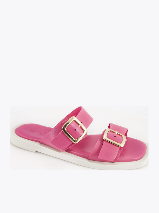 Leather Women's Flat Sandals Purple
