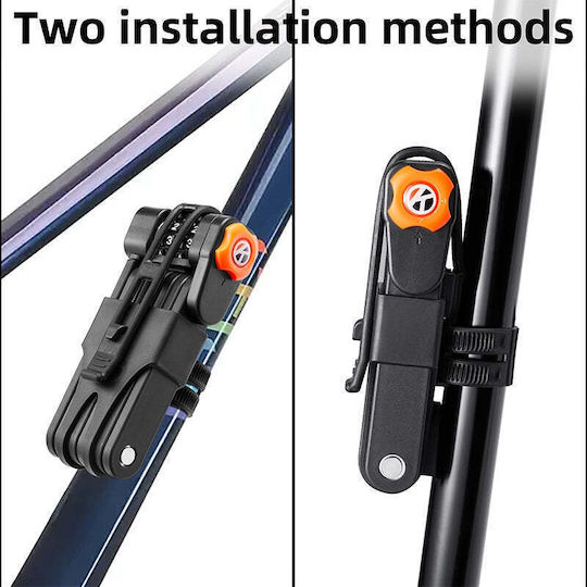 Bicycle Frame-mounted Anti-theft Lock Zola Foldable Combination Lock System Plastic 83 Cm Length Black