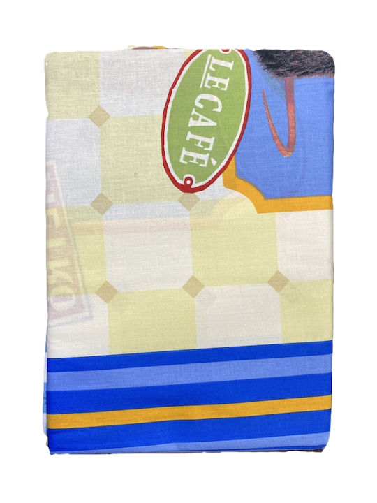 Limneos Single Cotton Sheets Set Ratatouille Blue-White 160x250cm