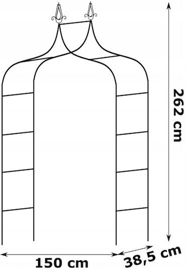Arc Metalic Dublu Pentru Grădină Oțel Flori Cățărare 150 X 38,5 X 262 Cm Negru