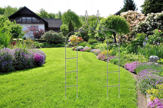 Arc Metalic Dublu Pentru Grădină Oțel Flori Cățărare 150 X 38,5 X 262 Cm Negru