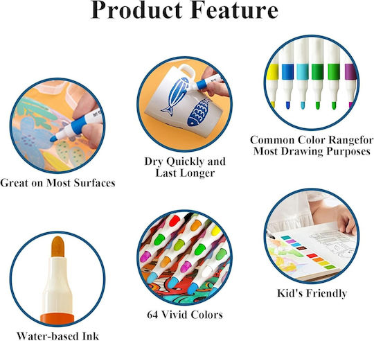 Set 60 Markere Acrilice Zola Vârf Precise Hârtie Piatră Sticlă Ceramică Lemn Materiale Textile Pânză Uscare Rapidă Multicolor
