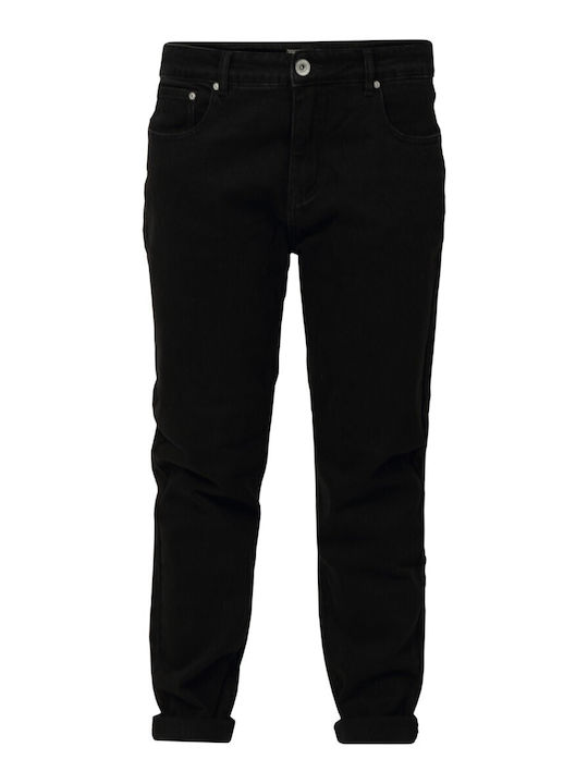 Ανδρικό Παντελόνι Τζιν Ελαστικό Regular Tapered Fit Μαύρο