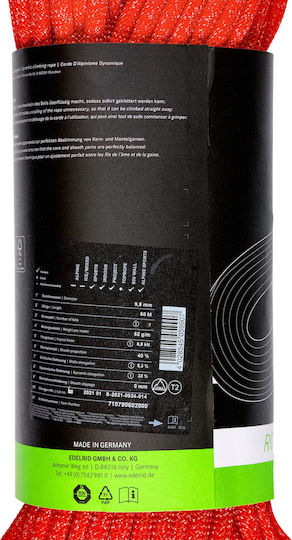 Edelrid Δυναμικό Σχοινί Ορειβασίας με Μήκος 60m Κόκκινο