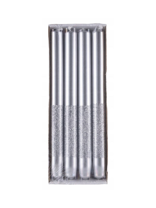 Donau Decorative Silver Candle 4 Pieces