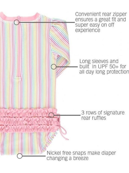 Ruffle Butts Costum De Baie Pentru Copii Întreg Rainbow Stripe