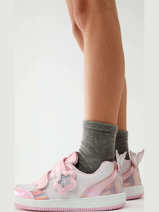 Παιδικά Sneakers με Σκρατς & Φωτάκια Ροζ