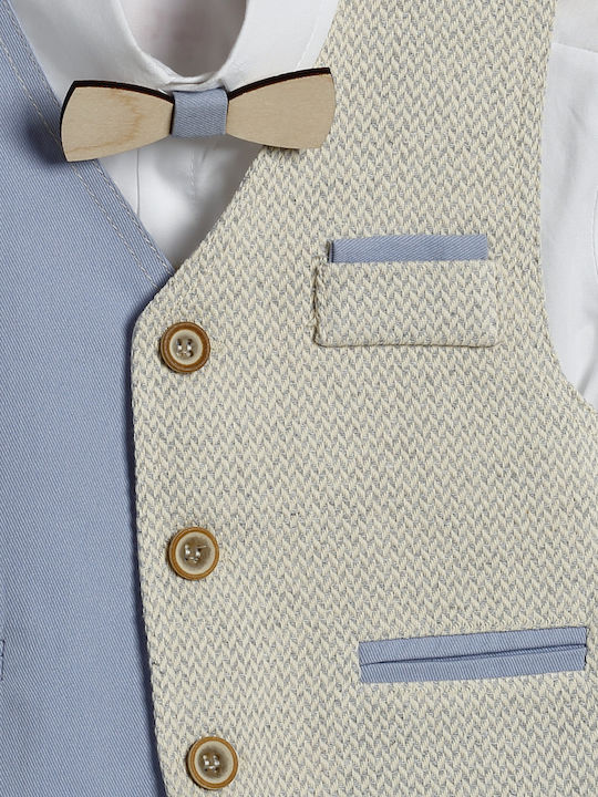 Costumaș De Botez Băiat Bleu-Bej 3011-3 New Life Nl-26-3011-3