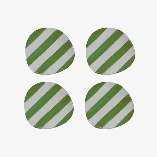 Phos & Gaia Set De Suporturi Pentru Pahare Rotundă Ceramică Neagră 10cm 4 Bucăți