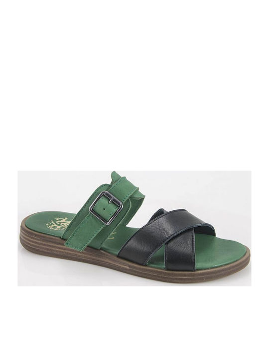 Leder Flache Sandalen für Damen Tabac