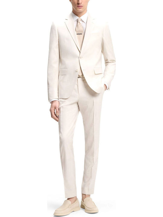 Men's Suit with Slim Fit Ecru