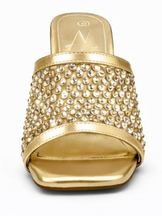 Mules with High Heel in Gold Colour