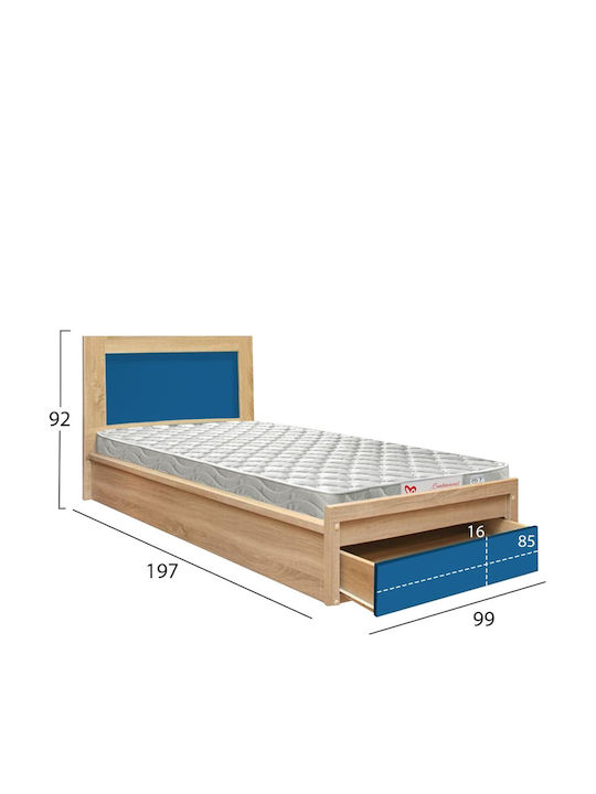 Pat Pentru Copii Single Cu Saltea Și Spațiu De Stocare Bej 90x190cm