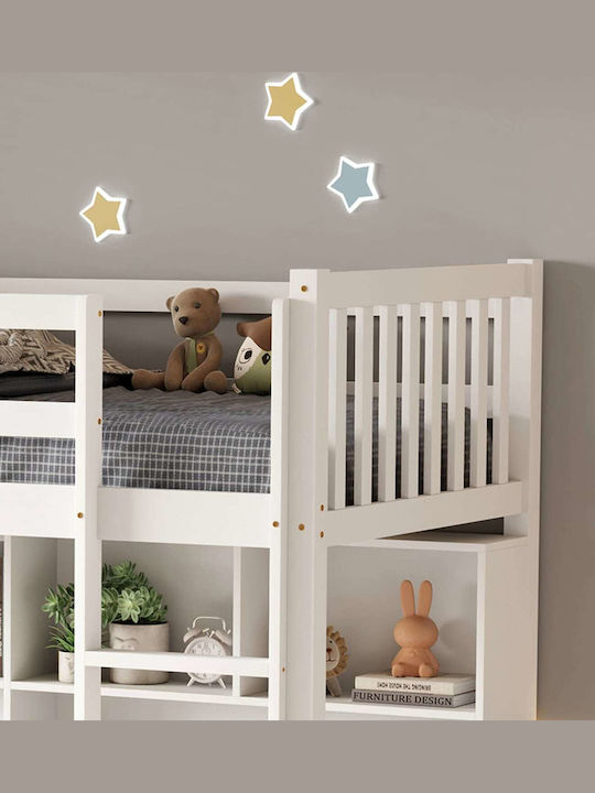Kids Bed Bunk Single with Desk White for Mattress 90x190cm