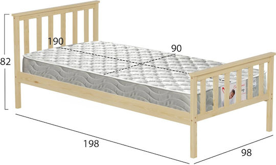 Kinderbett Einzel mit Matratze Beiges 90x190cm