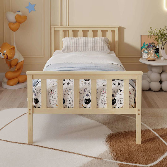 Kinderbett Einzel mit Matratze Beiges 90x190cm