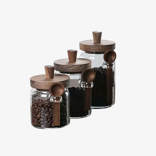 Phos & Gaia Glass Transparent Jar for Coffee Tea Sugar with Airtight Lid 400ml